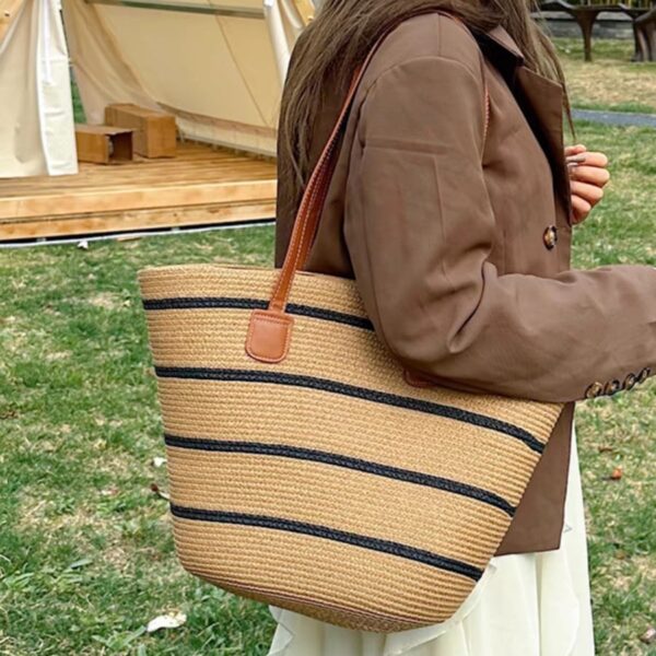 oly-bf51c8f3245e265db90c48953df37258 Wholesale Straw Bag Women's Summer Handbag Seaside Tote Bag Large Capacity Woven Shoulder Bag Rattan Straw Bag Bucket Bag Trendy