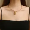 Wholesale 304 Stainless Steel Solid Color PVD Coated 18K Real Gold Plated Commute Waterproof Non Tarnish Plating Choker