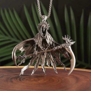Wholesale Hell Death Scythe Death Coming Necklace American Street Handsome Hip Hop Trend Punk Locomotive High Sense