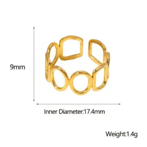 Wholesale PVD Coated Real Gold Plated Geometric Stainless Steel Simple Style Waterproof Non Tarnish Open Ring