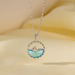 Qy8001 [Copper Pendant] Whale Has Your Necklace / Steel Color