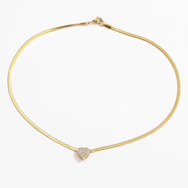 Wholesale Fashion Heart Stainless Steel Copper Plating 18K Gold Plated Necklace