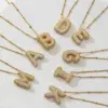 Wholesale Casual Hip-Hop Rock Letter 304 Stainless Steel Copper Inlay 18K Gold Plated Zircon Pendant Necklace