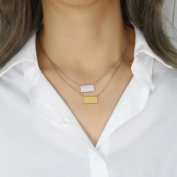 PVD Coated Real Gold Plated 18K Gold Number 304 Stainless Steel Fashion Waterproof Non Tarnish 304 Stainless Steel Necklace