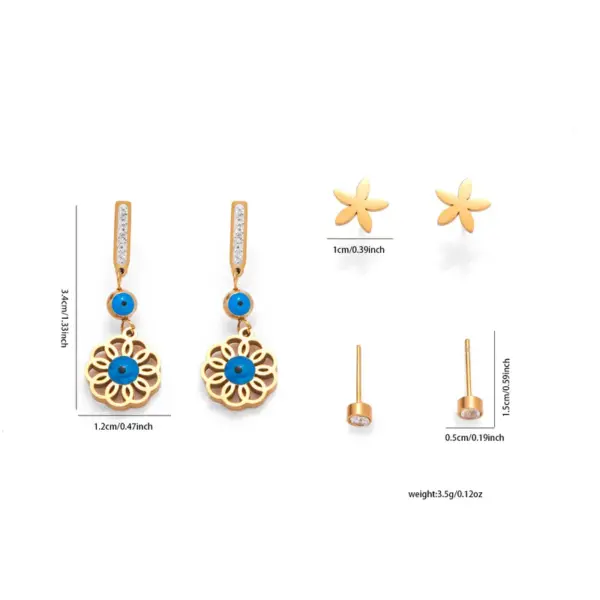 1 Set 1 Pair Elegant Star Heart Shape Bow Knot Plating Titanium Steel Drop Earrings Earrings Ear Studs