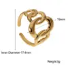 Wholesale PVD Coated Real Gold Plated 18K Gold Oval Solid Color 304 Stainless Steel Simple Style Waterproof Non Tarnish Open Ring