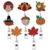 Wholesale New Thanksgiving Maple Pumpkin Turkey Felt Retractable Nurse/Student Scroll Badge Holiday Gift