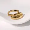 304 Stainless Steel Geometric PVD Coated Stone-Free Real Gold Plated Modern Style Simple Style IG Style Waterproof Non Tarnish Open Rings