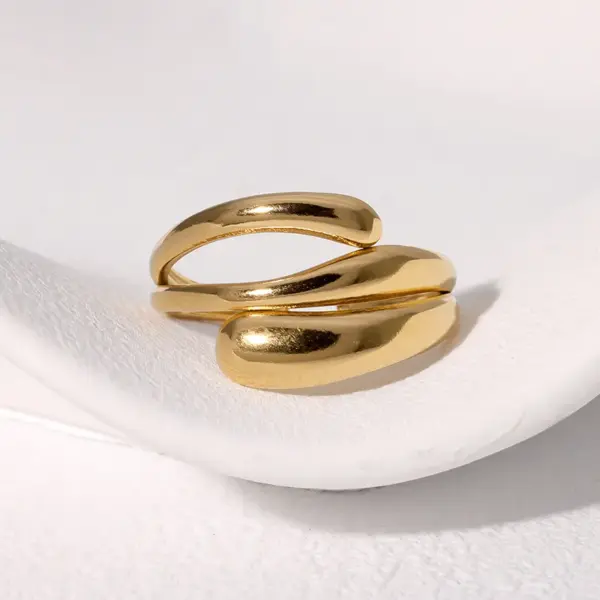 304 Stainless Steel Geometric PVD Coated Stone-Free Real Gold Plated Modern Style Simple Style IG Style Waterproof Non Tarnish Open Rings