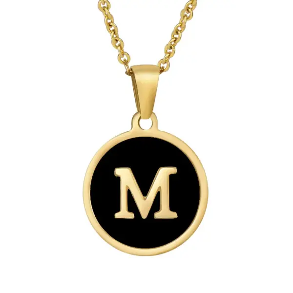 Wholesale Jewelry Fashion Round Letter 304 Stainless Steel Shell 18K Gold Plated Gold Plated Stainless Steel Necklaces