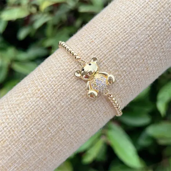Wholesale Jewelry Simple Style Classic Style Animal Bear Copper Zircon 18K Gold Plated Inlay Bracelets