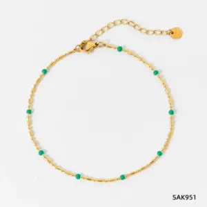 Sak951 Bracelet Gold + Emerald Green / 14K