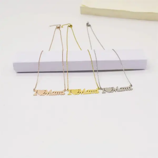 Wholesale 1 Piece Mama Letter Heart Shape Titanium Steel Plating Necklace