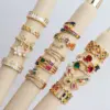 Wholesale Retro Butterfly Copper Open Ring Plating Zircon Copper Rings