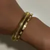 Wholesale Casual Solid Color 304 Stainless Steel Titanium Steel 18K Gold Plated Bangle In Bulk