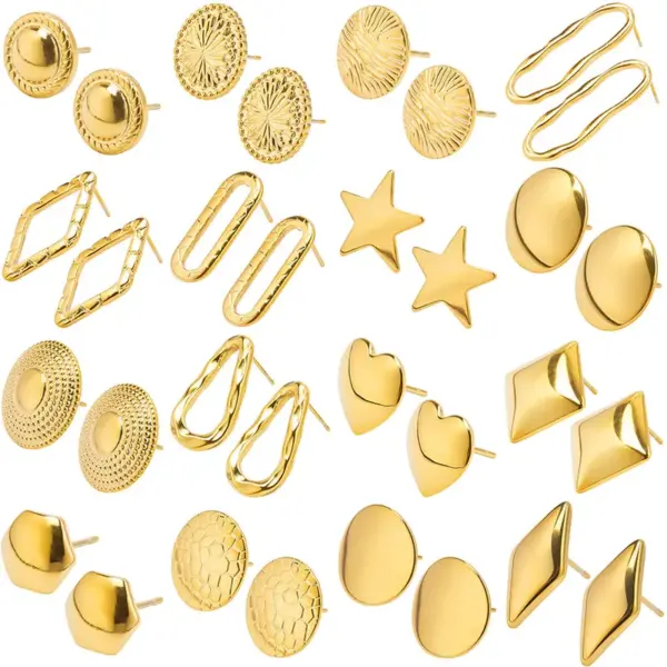 Wholesale PVD Coated Real Gold Plated Round 304 Stainless Steel Simple Style Waterproof Non Tarnish Ear Studs