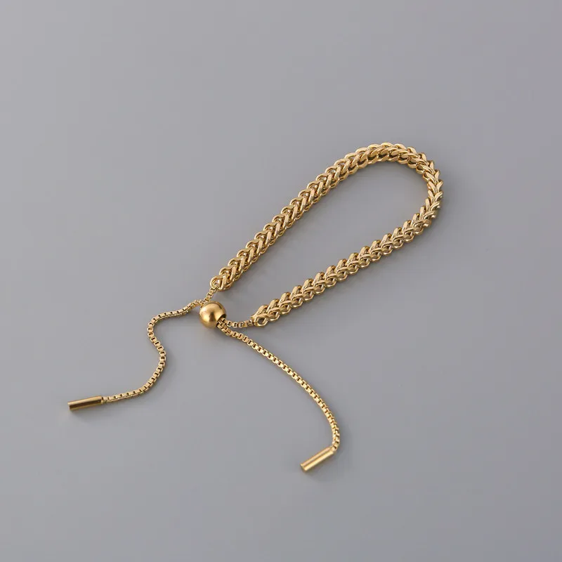 Wholesale Vintage Style Geometric 304 Stainless Steel 18K Gold Plated Stainless Steel Bracelets In Bulk