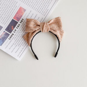 Apricot colored cotton and linen fabric headband