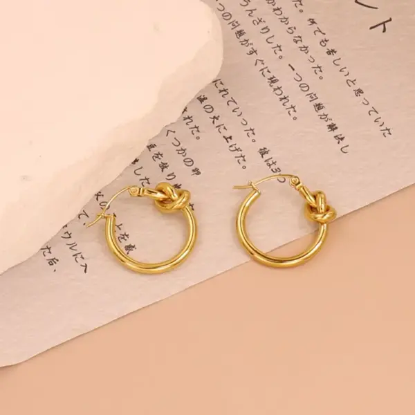 Wholesale 1 Pair Simple Style U Shape Pentagram Round 304 Stainless Steel 18K Gold Plated Earrings
