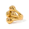 Wholesale PVD Coated Real Gold Plated Geometric 304 Stainless Steel French Style Classic Style Waterproof Non Tarnish Rings