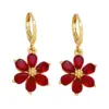 Wholesale 1 Pair Simple Style Flower Daisy Plating Inlay Copper Zircon 18k Gold Plated Drop Earrings