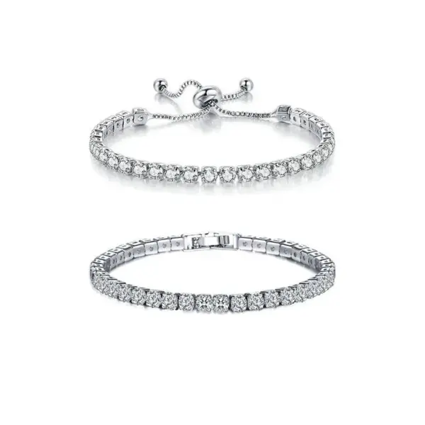 Wholesale Jewelry Elegant Geometric Copper Zircon Bracelets Box Chain Tennis Chain