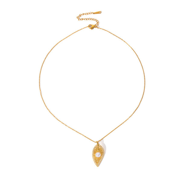 Wholesale Korean Style New Leaf Pearl Necklace Women's Fashion Cut Out Niche Design Clavicle Chain Simple and Exquisite Versatile Accessories