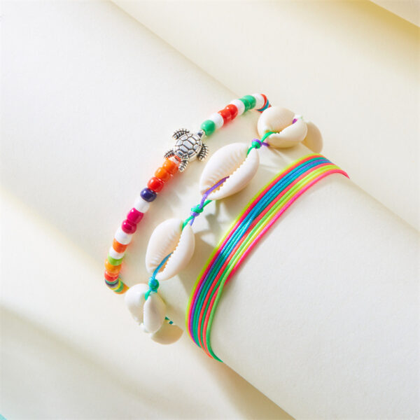 Wholesale European and American Cross-border New Creative Retro Beach 3-piece Set Shell Turtle Bead Bracelet Drawable Multicolor suit