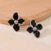 304 Stainless Steel Plastic Flower Electroplating Imitation Gold Fairy Style Cute Sweet Ear Studs