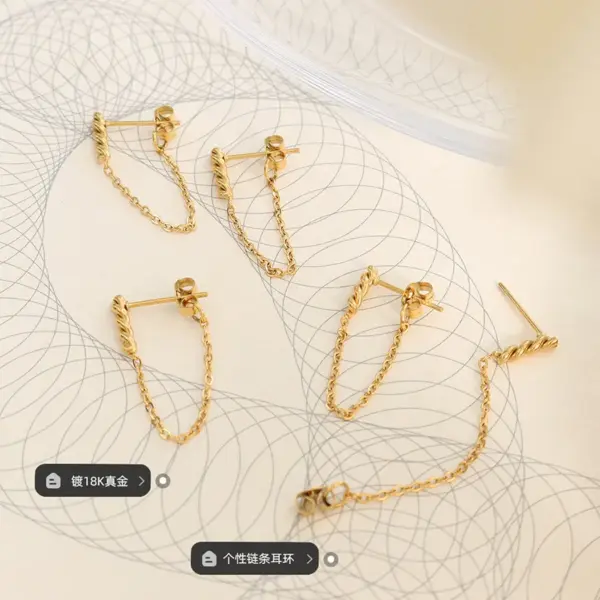 Wholesale PVD Coated Real Gold Plated 18K Gold Geometric 304 Stainless Steel Waterproof Non Tarnish Earrings