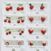 Wholesale 1 Pair/Package Elegant Sweet Cherry Ladybugs Strawberry Plating Inlay Copper Zircon 18K Gold Plated Ear Studs