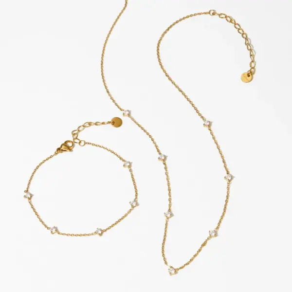 Wholesale PVD Coated Real Gold Plated 16K Gold White Gold Plated Gold Plating Geometric 304 Stainless Steel Casual Waterproof Non Tarnish Bracelets Anklet Necklace