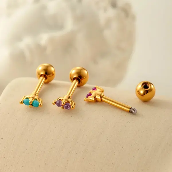 1 Piece 316 Stainless Steel Copper Ear Cartilage Rings & Studs Flower