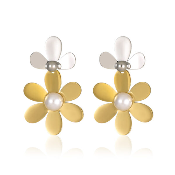 oly-bfb0265db54fb5e109eaf051ef7617fc Wholesale Cross-Border Customized Stainless Steel Earrings, Gold and Silver Flower-Shaped Flakes, but Fashionable and High-End Titanium Steel Earrings for Women