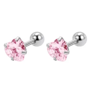 4mm Heart-Shaped Pink Zirconium (a Pair)