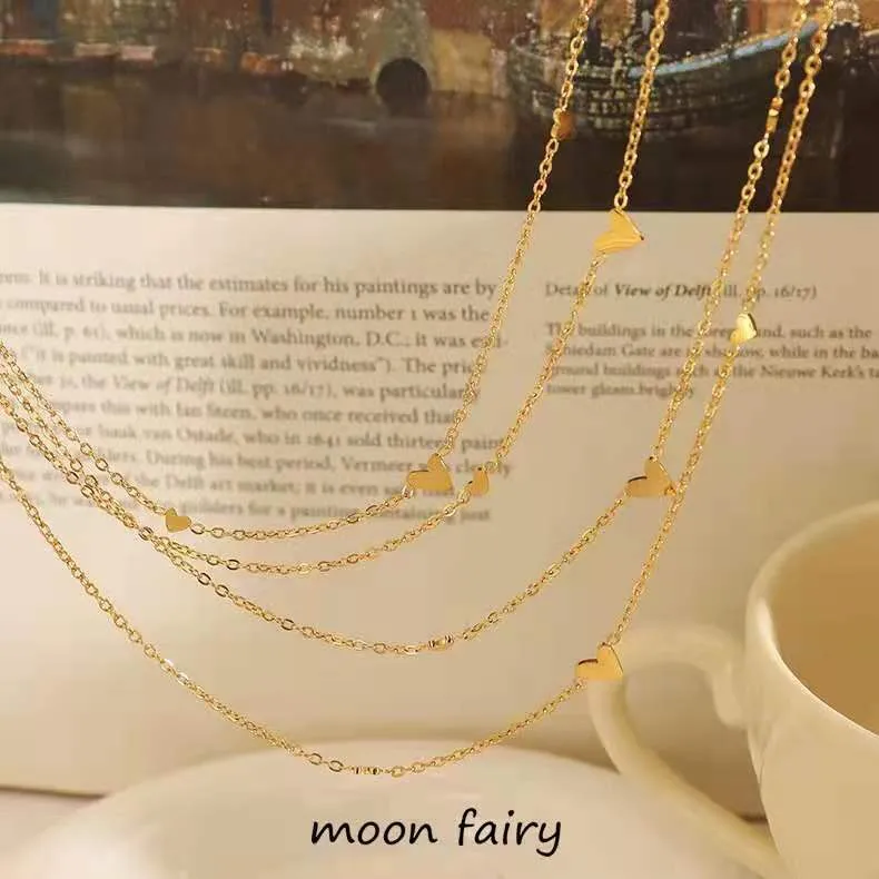 Wholesale Jewelry Simple Style Heart Shape 304 Stainless Steel 18K Gold Plated Plating Stainless Steel Necklaces