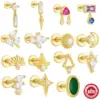 1 Piece Ear Cartilage Rings & Studs Simple Style Geometric 925 Sterling Silver Plating Inlay Opal Zircon