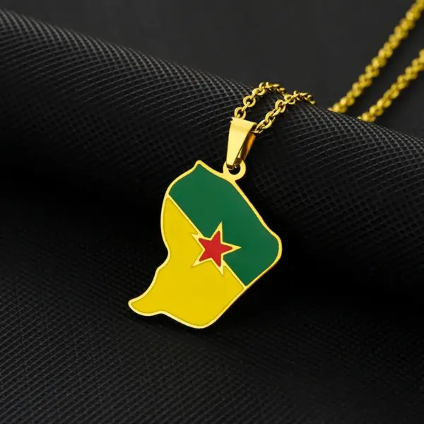 Wholesale Map Of Guiana Map Letter 201 Stainless Steel 304 Stainless Steel Vintage Style Ethnic Style 304 Stainless Steel Pendant Necklace