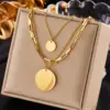 PVD Coated 18K Gold Plated Round Stainless Steel Retro Punk Waterproof Non Tarnish 304 Stainless Steel Layered Necklaces