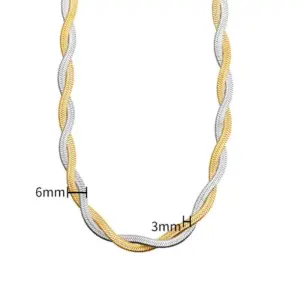 Steel Gold Double Strand Woven Necklace