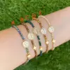Casual Simple Style Human Cross 18K Gold Plated Glass Copper Beaded Chain Beaded Bracelets Wholesale