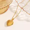 Ion Plating (IP) 18K Gold Plated Heart Shape 304 Stainless Steel Simple Style IG Style Waterproof Non Tarnish 304 Stainless Steel Pendant Necklace