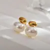 1 Pair Lady Geometric Inlay Stainless Steel Pearl Zircon Gold Plated Ear Studs