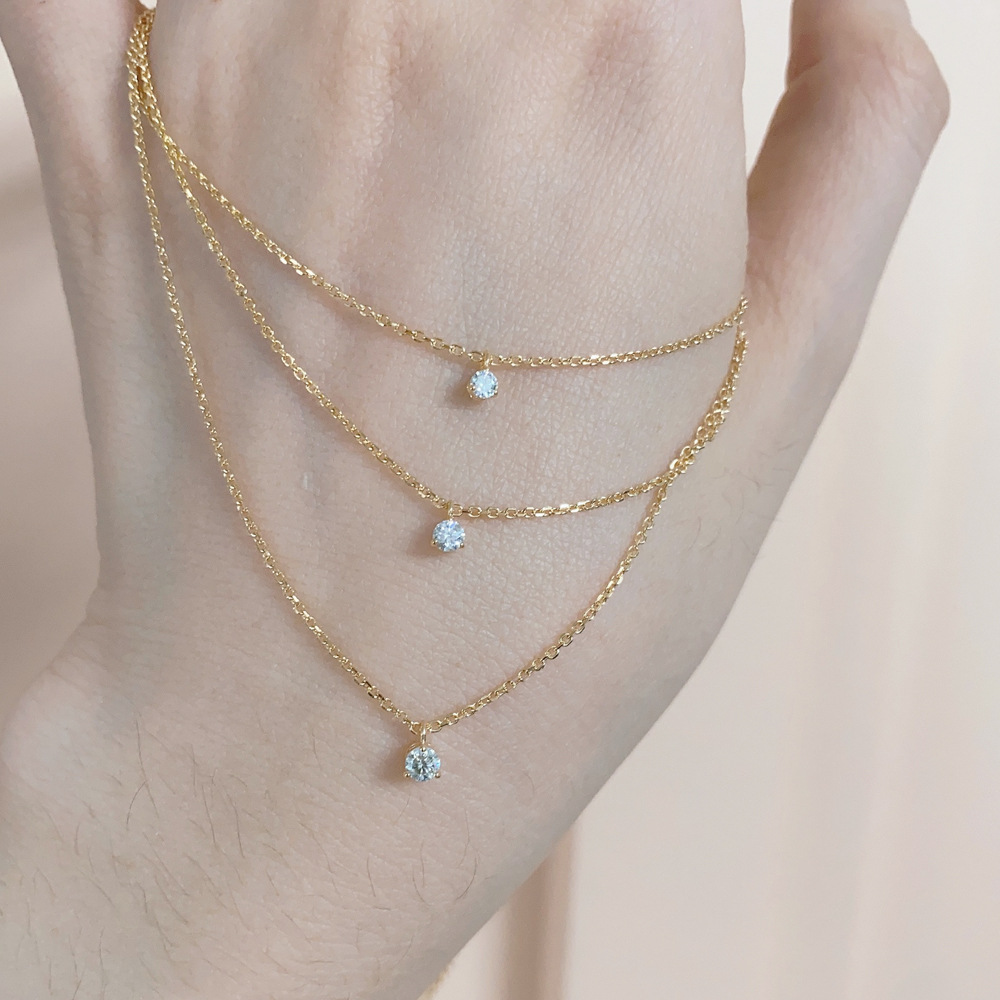Wholesale Japanese jewelry aget nose oppings diamond necklace original Limei same style women's sier plated 14K gold clavicle necklace