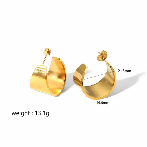 Wholesale PVD Coated Real Gold Plated Semicircle Circle 304 Stainless Steel Simple Style Waterproof Non Tarnish Earrings