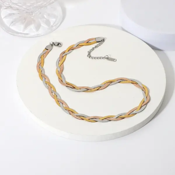 Wholesale Jewelry Fashion Twist 304 Stainless Steel 18K Gold Plated Rose Gold Plated Plating Stainless Steel Jewelry Sets