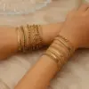 304 Stainless Steel Geometric Electroplated 18K Real Gold Plated Basic Simple Style Waterproof Non Tarnish Plating Bracelets