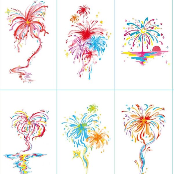 Wholesale Hand-painted Colorful Fireworks Butterfly Tattoo Sticker Niche Ins Style Waterproof Lasting Arm Collarbone Personalized Tattoo Sticker for Women