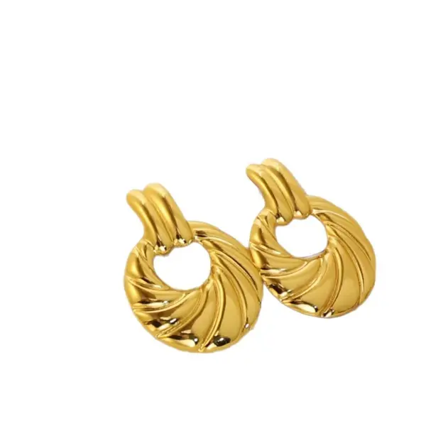 High-End Vintage Stainless Steel Geometric Irregular Earrings 18K Gold Plated Non-Fading Studs Unisex Simple Style Jewelry