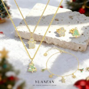 Wholesale Fully diamond Christmas tree necklace
